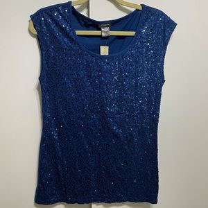 BNWT Ann Taylor sleeveless sequins blouse blue med